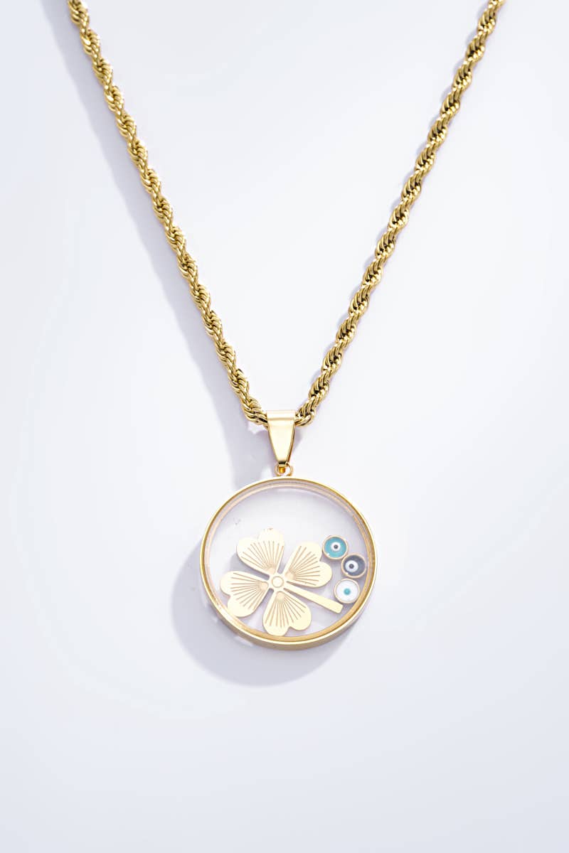 Collar Amuleto Colgante de Trébol y Ojos Turcos