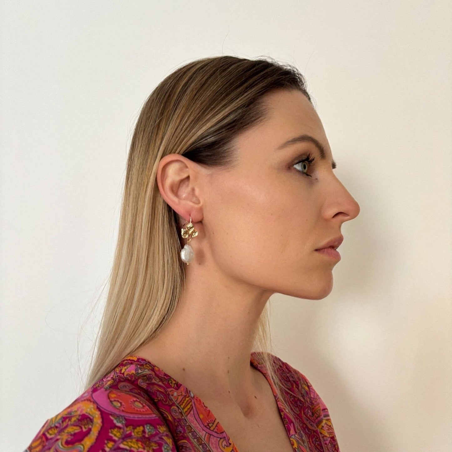 Pendientes Hojas y Perlas Keshi