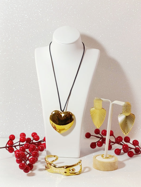 Conjunto de Joyas Collar Corazón 4 piezas en Acero Inoxidable 316L