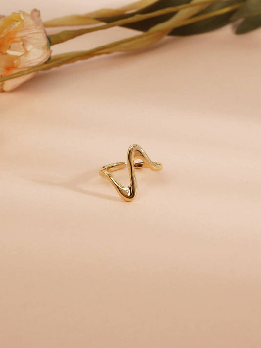 Anillo De Acero Ajustable Zigzag