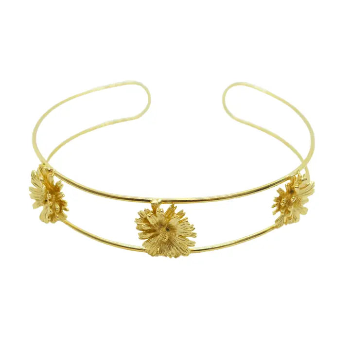 Collar Choker Margaritas Plata Bañada en Oro 18K Joyería Artesanal